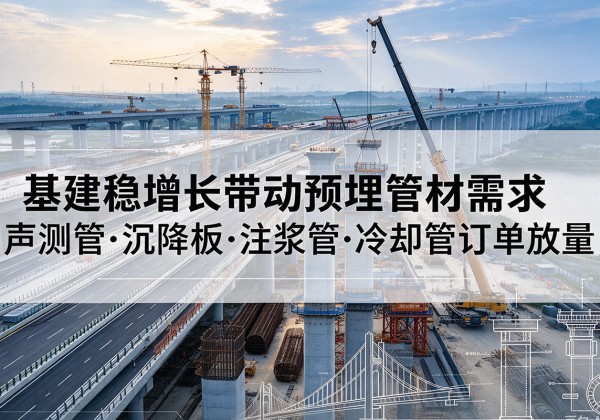 江南基建稳增长带动预埋监测管材需求，声测管、沉降板、注浆管订单持续放量